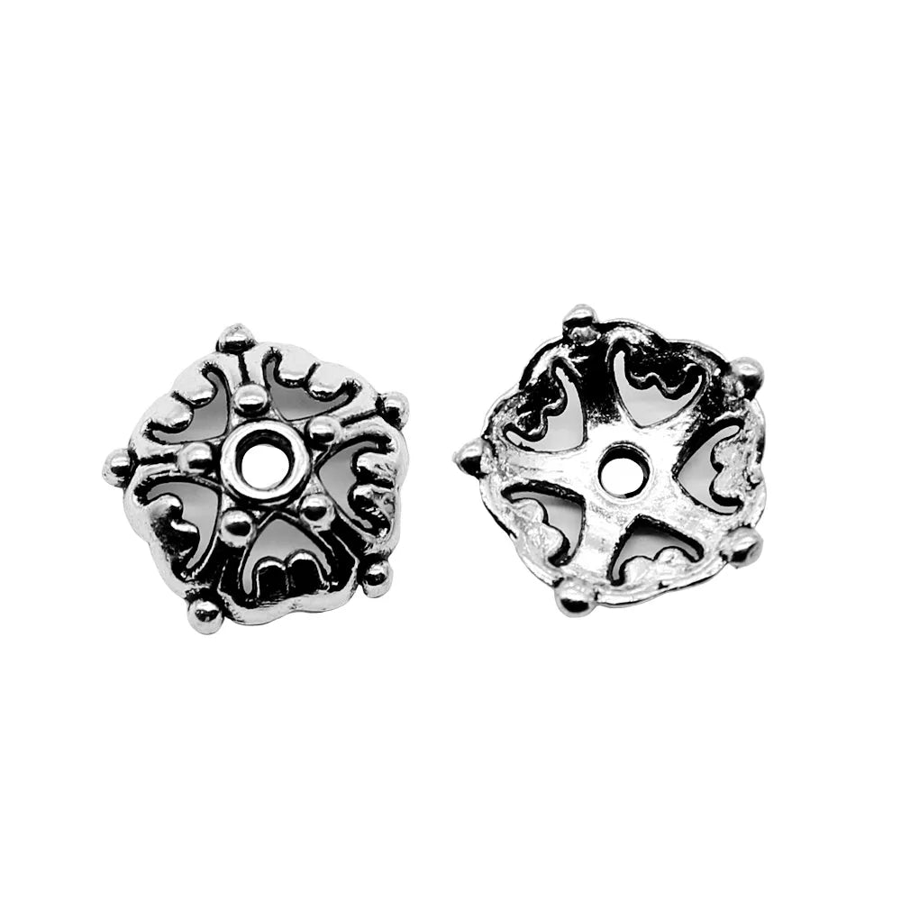 12mm 0.5g Antique Silver Zinc Alloy Flower Bead Cap Spacer Findings for DIY Jewelry Making
