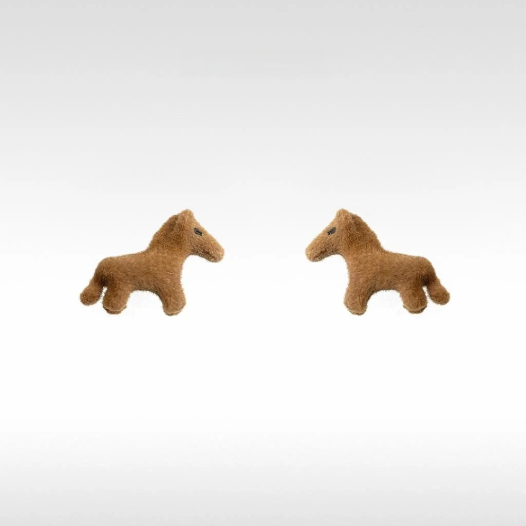 Cute Flocked Pony Stud Earrings, Style Animal Zodiac Horse Jewelry