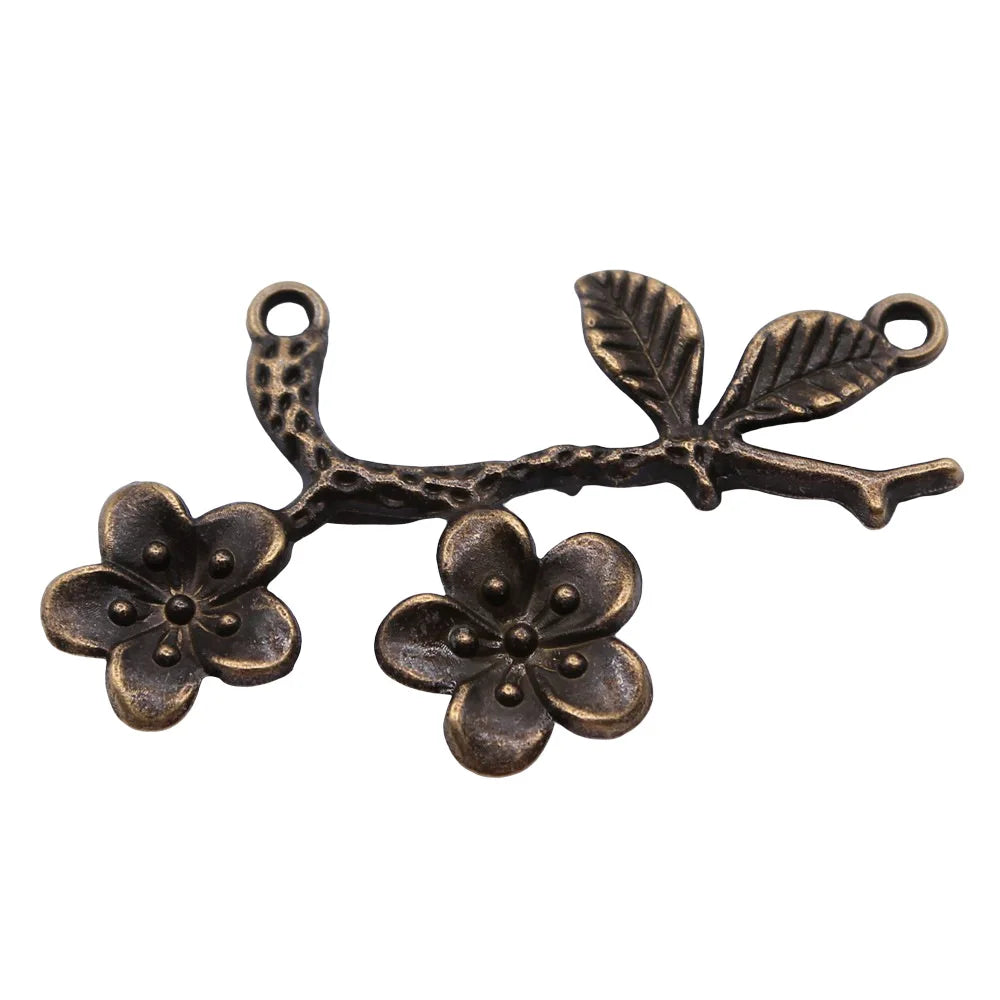50x31mm 5.7g Multicolor Zinc Alloy Flower Branch Connector Charm for DIY Necklace Bracelet Making