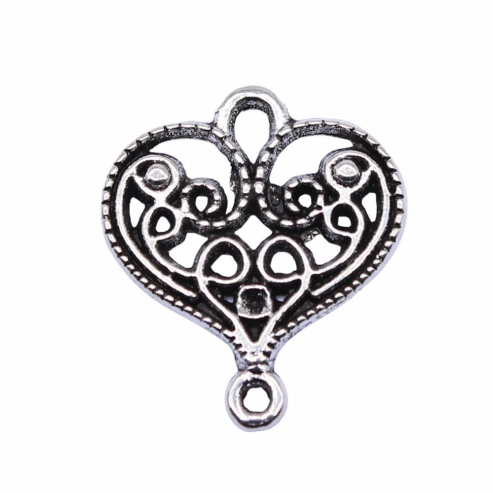20x17mm 1.1g Multicolor Zinc Alloy Heart Connector Charm for DIY Bracelet Necklace Jewelry Making