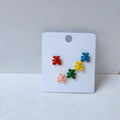 5 Piece Mini Bear Enamel Alloy Stud Earrings With Silver Plated Pins Korean Japanese Style