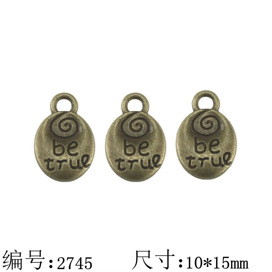 Antique Silver Zinc Alloy Be True Tag Charm Pendant for DIY Necklace Bracelet Jewelry Making