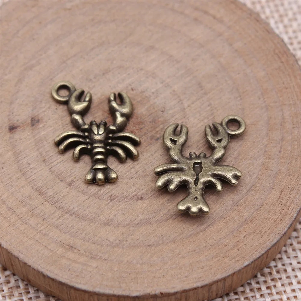 19x14mm 1.43g Multicolor Zinc Alloy Shrimp Charm Pendant for DIY Necklace Bracelet Making