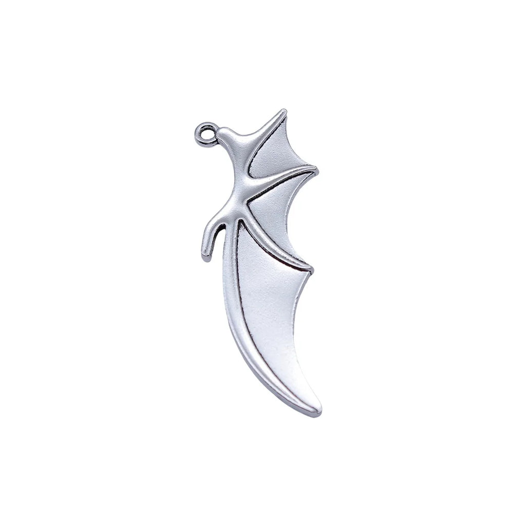 49x18mm 4.9g Antique Silver Zinc Alloy Vampire Bat Wings Charm Pendant for DIY Gothic Jewelry Making