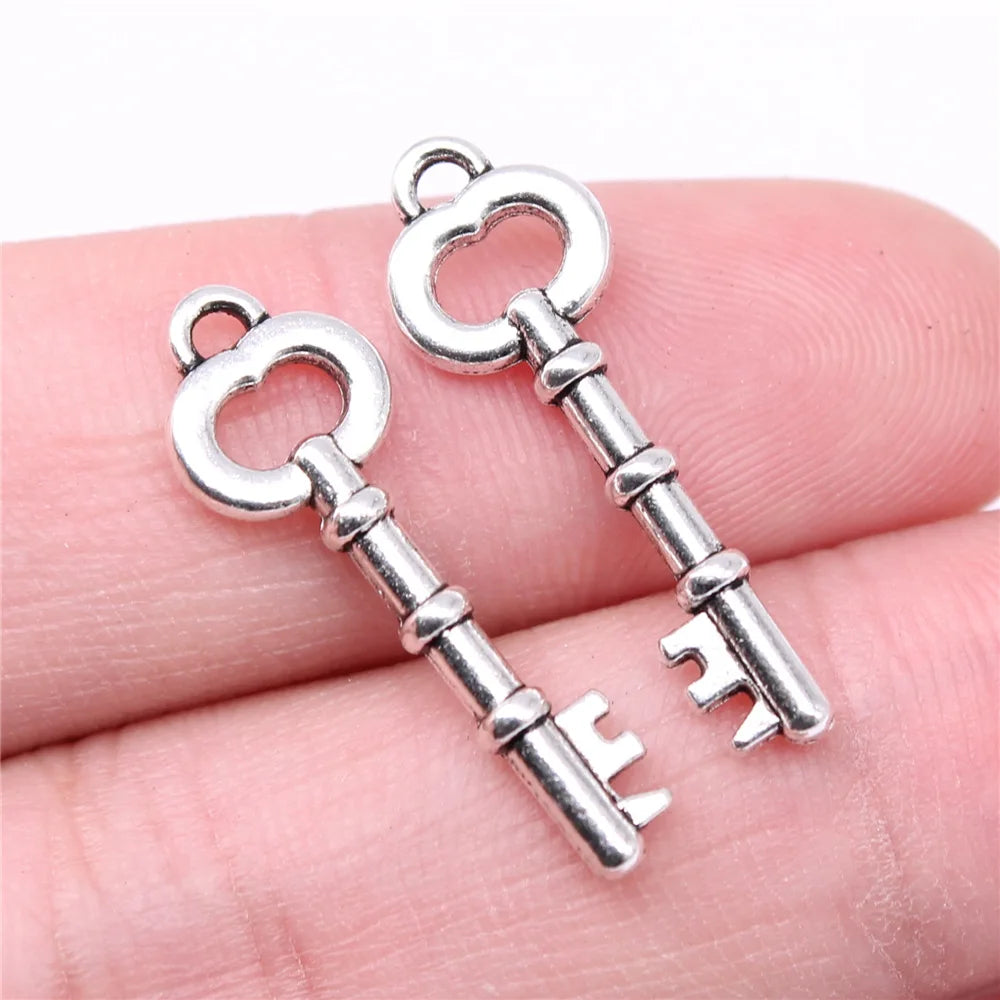 26x9mm 1g Multicolor Zinc Alloy Key Charm Pendant for DIY Bracelet Necklace Jewelry Making
