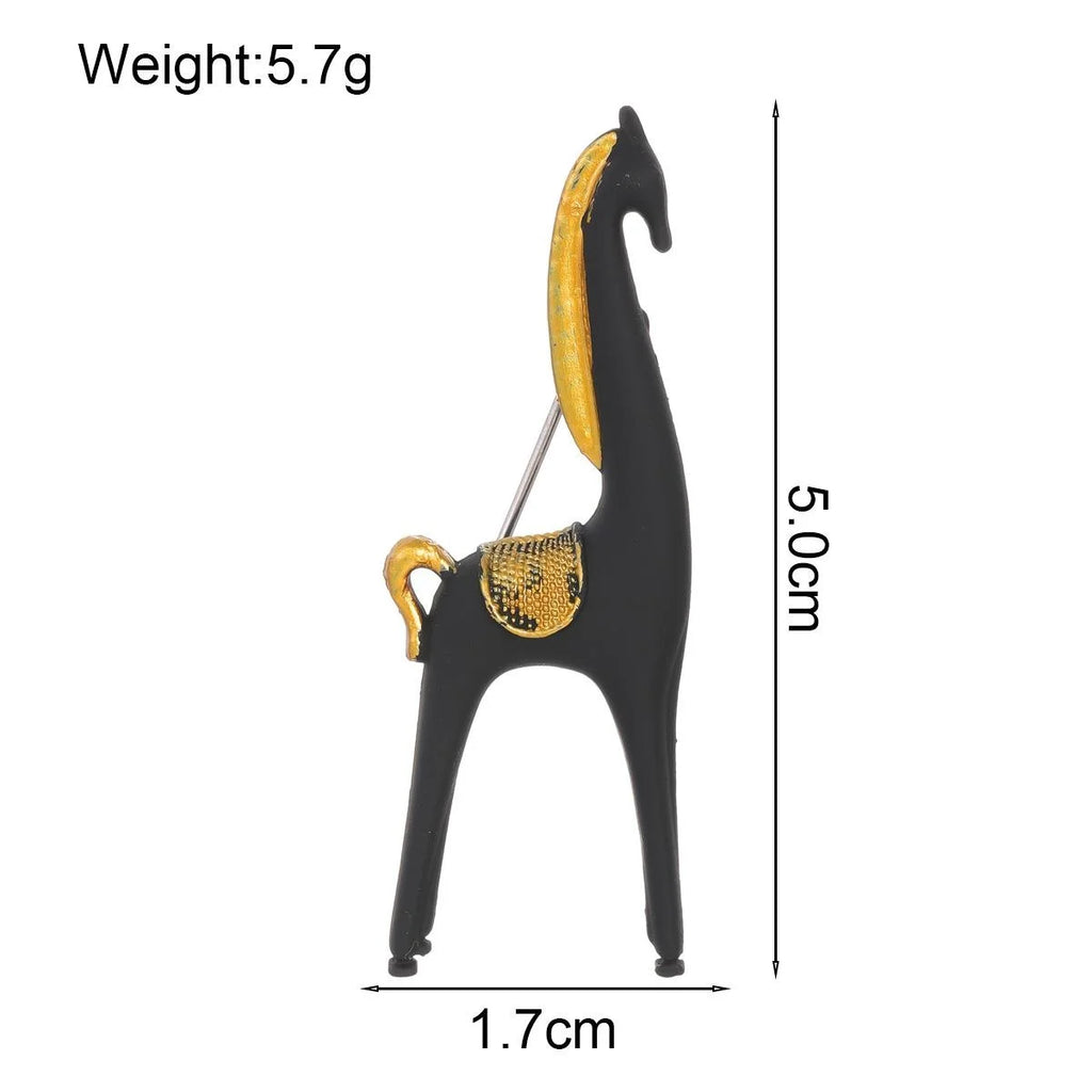 Elegant Black Enamel Little Horse Brooch With Gold Alloy Saddle, Creative Animal Lapel Pin Suit Accessory Gift