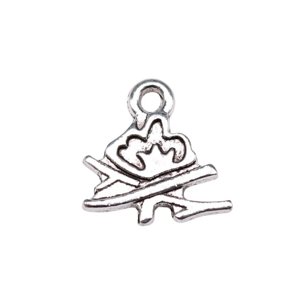 11x11mm 0.4g Antique Silver Zinc Alloy Campfire Charm Pendant for DIY Necklace Bracelet Jewelry Making