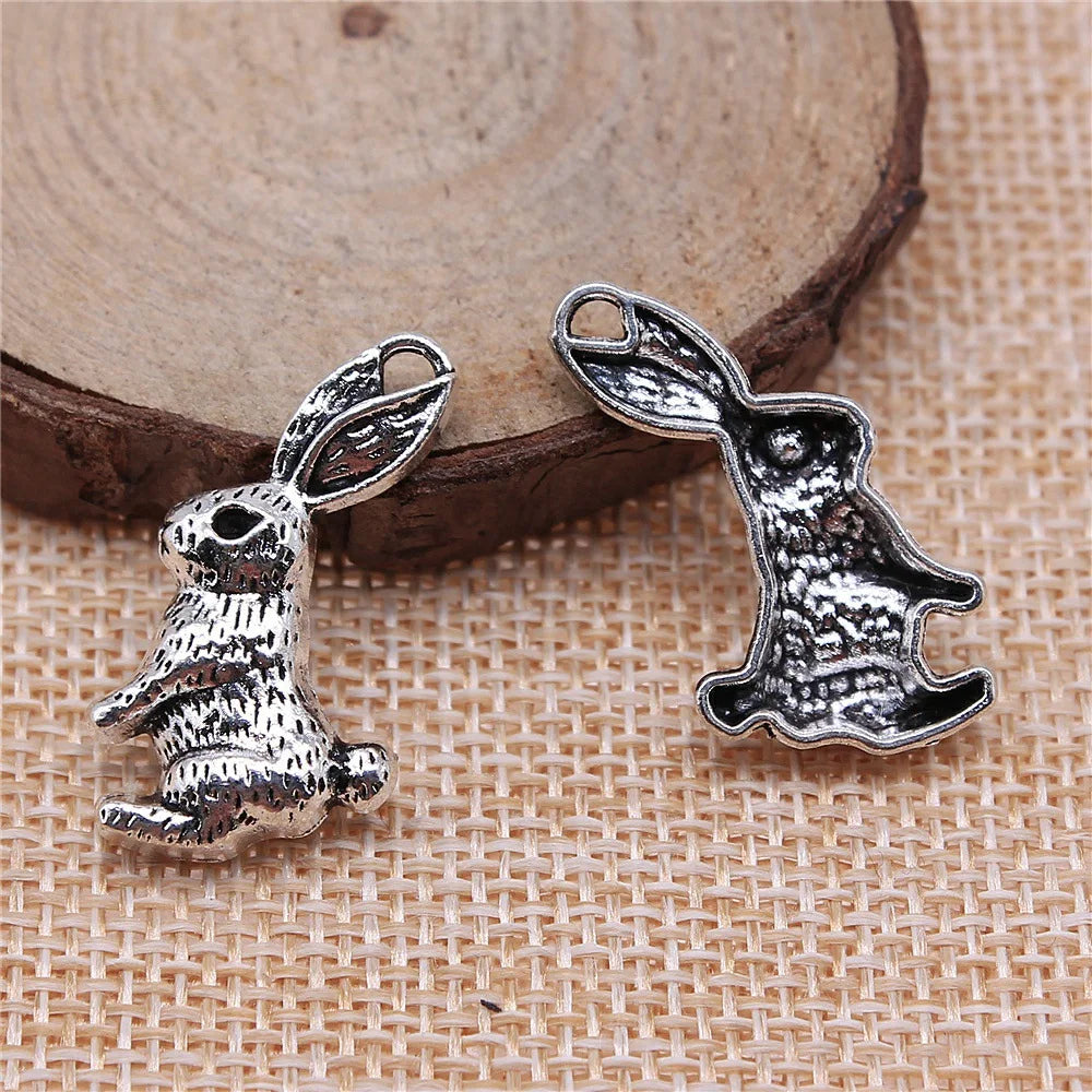 29x19mm 1.9g Zinc Alloy Rabbit Charm Pendant for DIY Necklace Bracelet and Clothing Accessory Making
