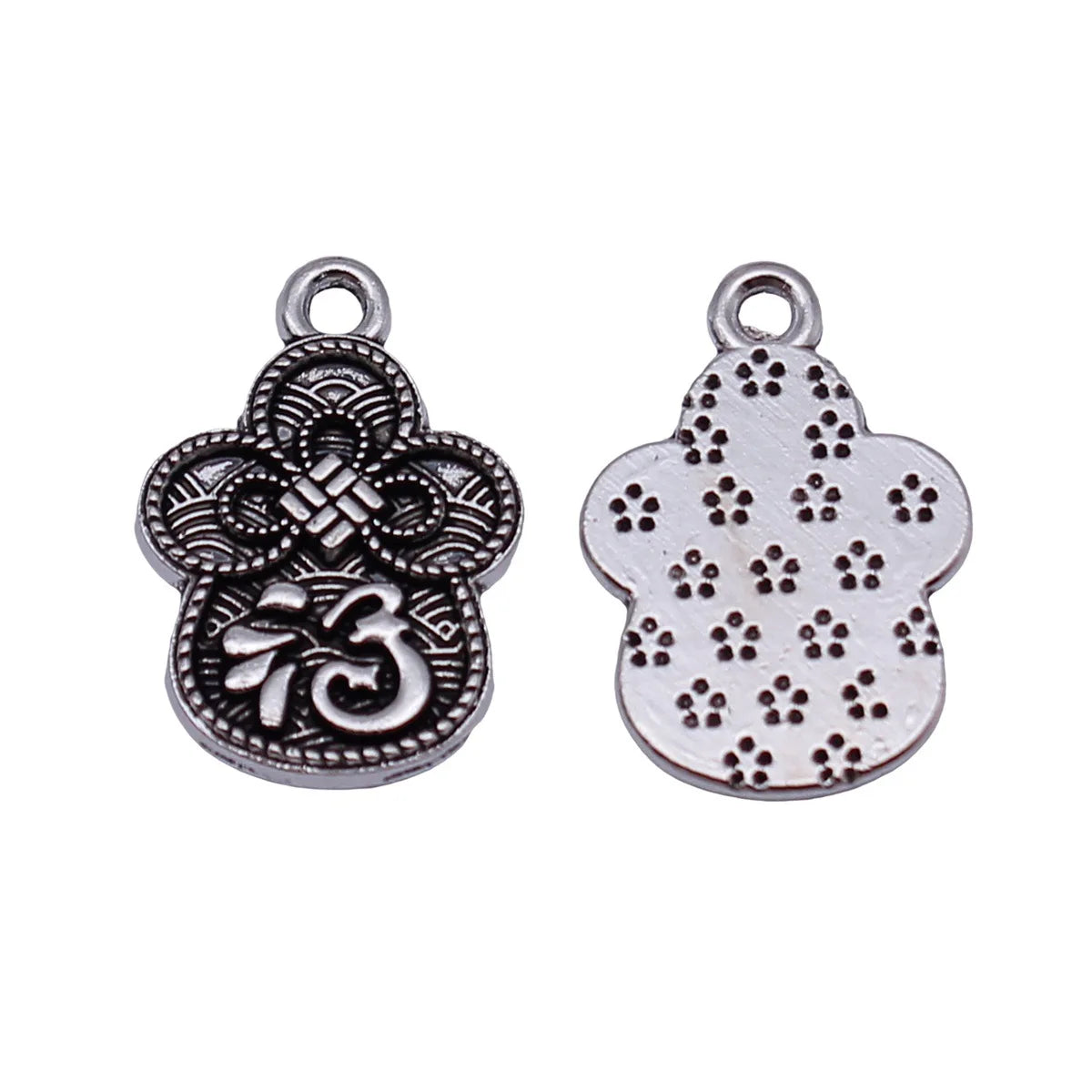 16x11mm 0.84g Antique Silver Zinc Alloy Chinese Fu Character Charm Pendant for DIY Jewelry Making