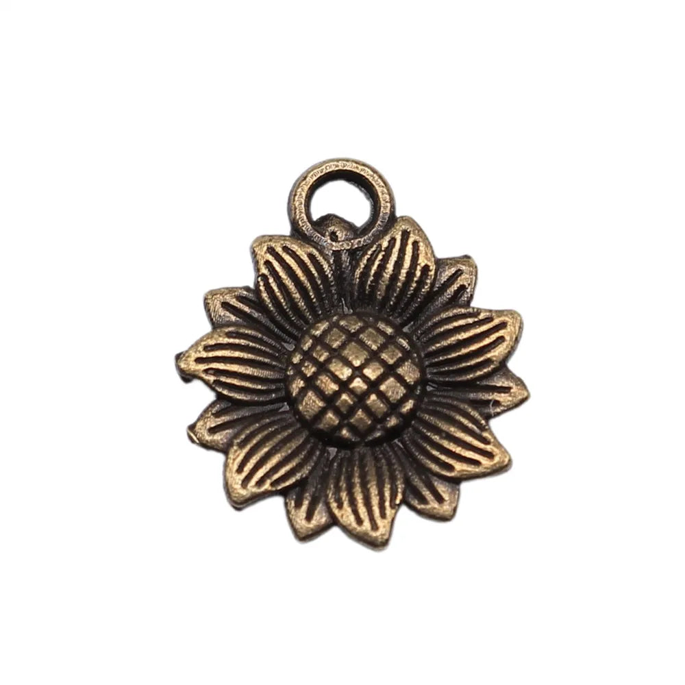 18x15mm 1.4g Multicolor Zinc Alloy Sunflower Flower Charm Pendant for Bracelet Necklace DIY Jewelry Making