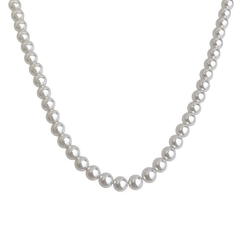 Rose Gold Plated Glass Pearl Geometric Round Necklace For Women Vacation Style