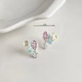 Designer Copper Zircon Micro Pave Enamel Bouquet Flower Stud Earrings Fresh Sweet Jewelry