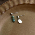 Vintage New Chinese Asymmetric Teardrop Shell Glazed Glass Handmade Drop Earrings