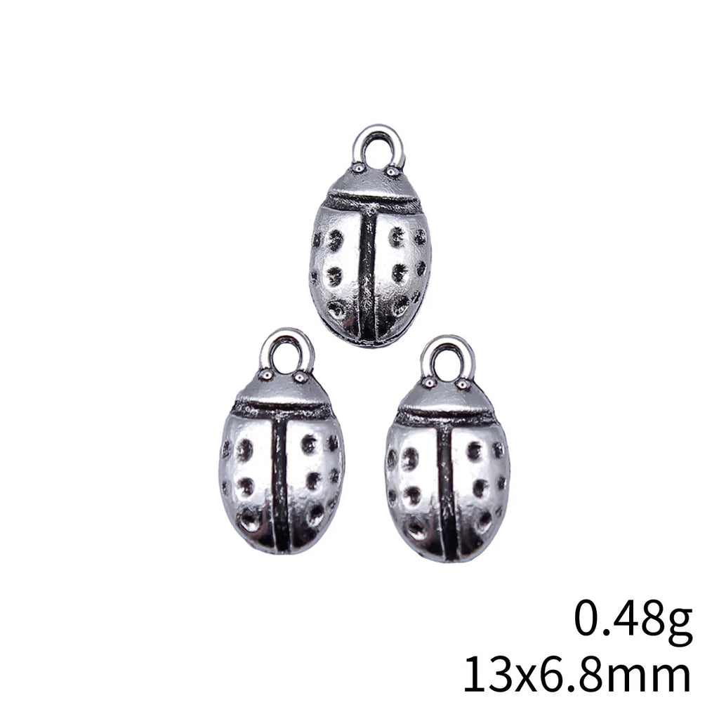 13x6.8mm 0.48g Antique Silver Zinc Alloy Bug Charm Pendant for DIY Earring Necklace Bracelet