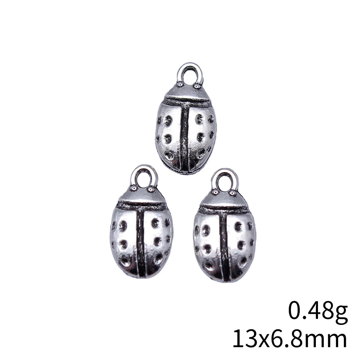 13x6.8mm 0.48g Antique Silver Zinc Alloy Bug Charm Pendant for DIY Earring Necklace Bracelet