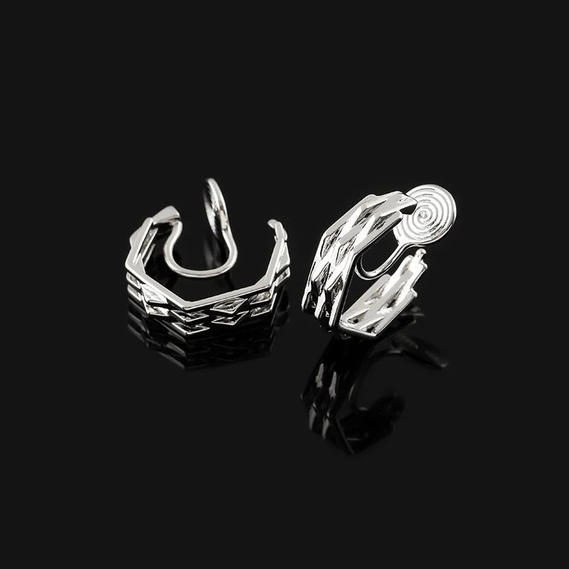 Luxury Silver Alloy Geometric Hoop Coil Stud & Clip On No Piercing Versatile Commuter Earrings