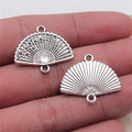 21x24mm 2.4g Antique Silver Zinc Alloy Fan Connector Charm for DIY Bracelet Necklace Jewelry Making