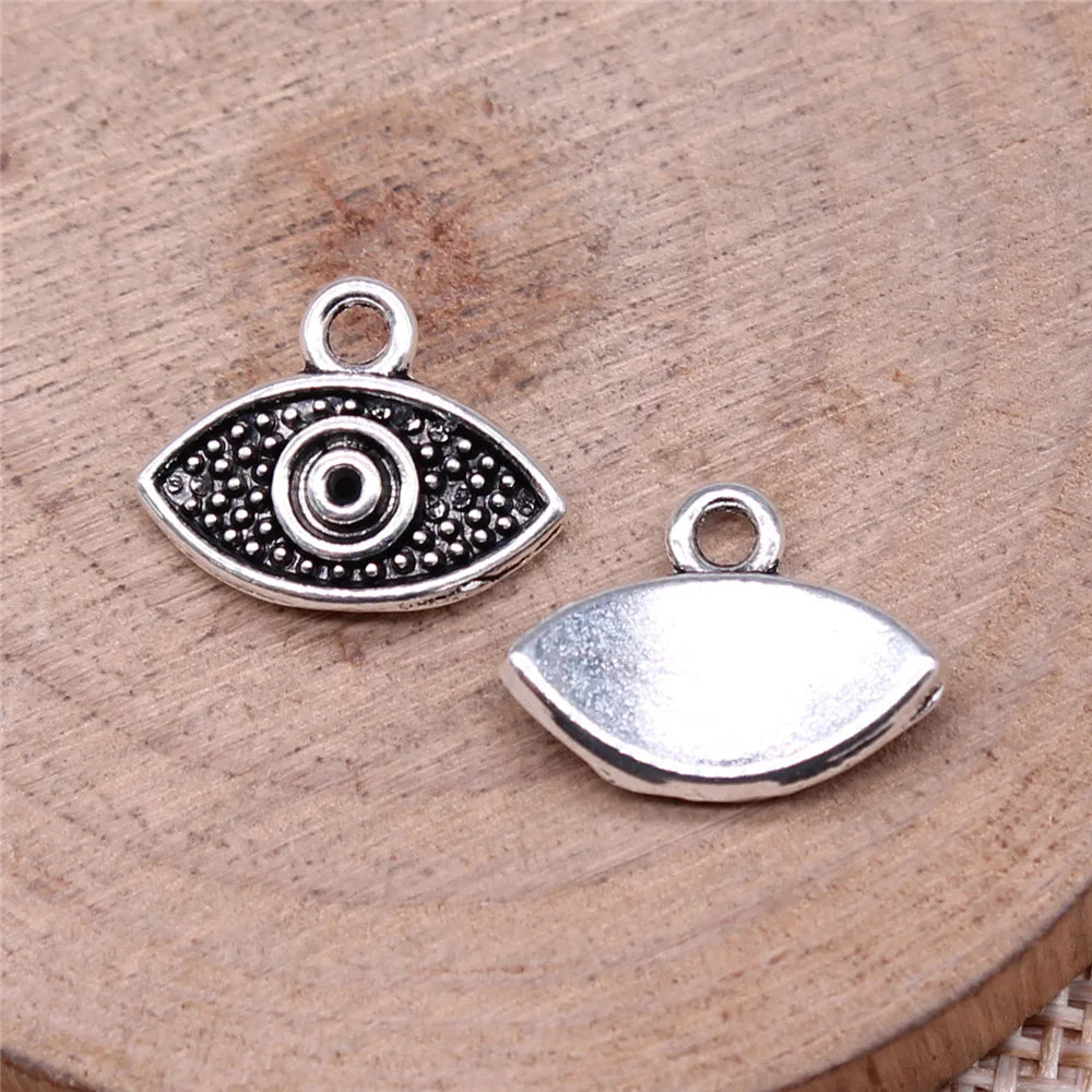 15x12mm 0.92g Antique Silver Zinc Alloy Eye Charm Pendant for DIY Necklace Bracelet Jewelry Making