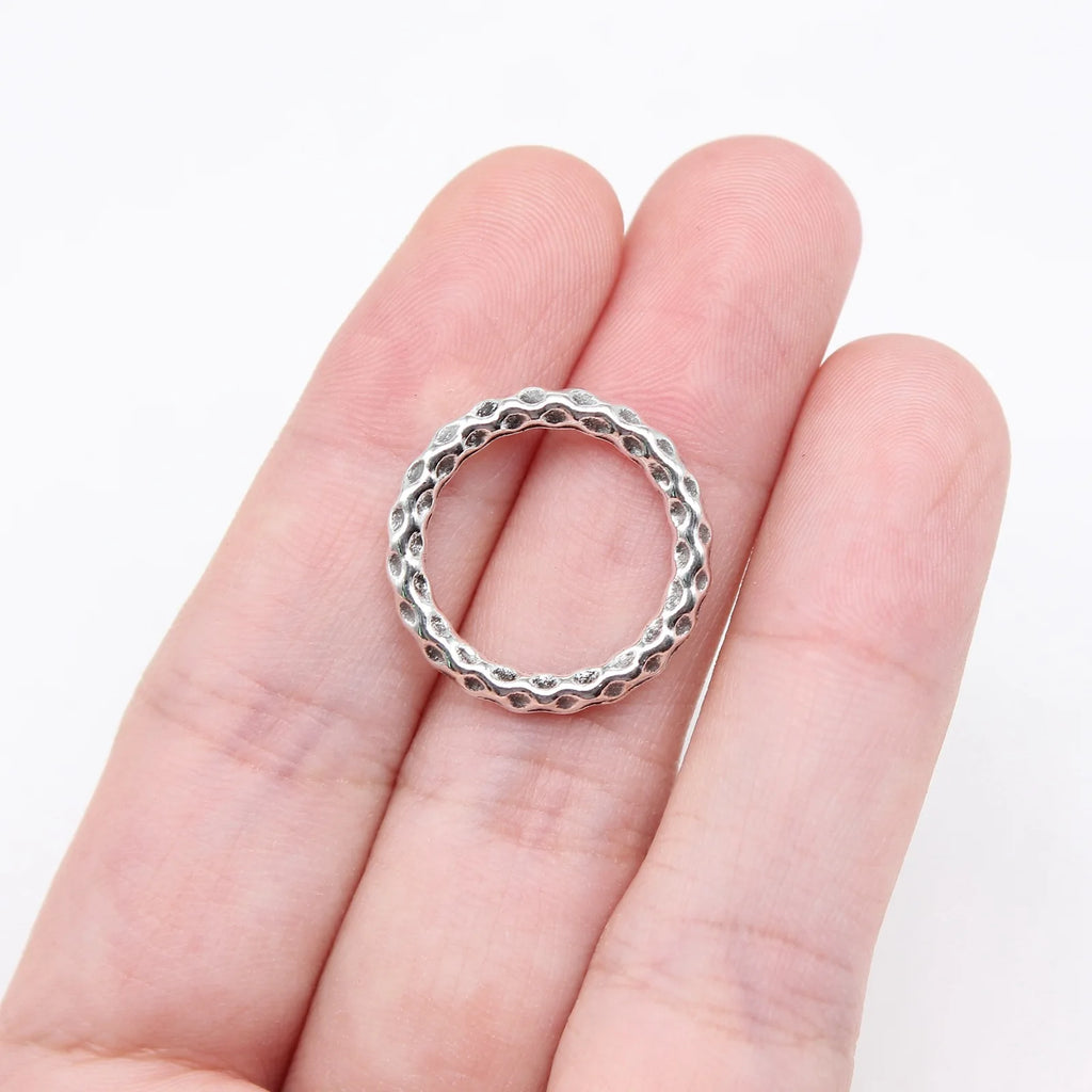 20x20mm 1.7g Multicolor Zinc Alloy Hammered Round Ring Charm Pendant for DIY Jewelry Making