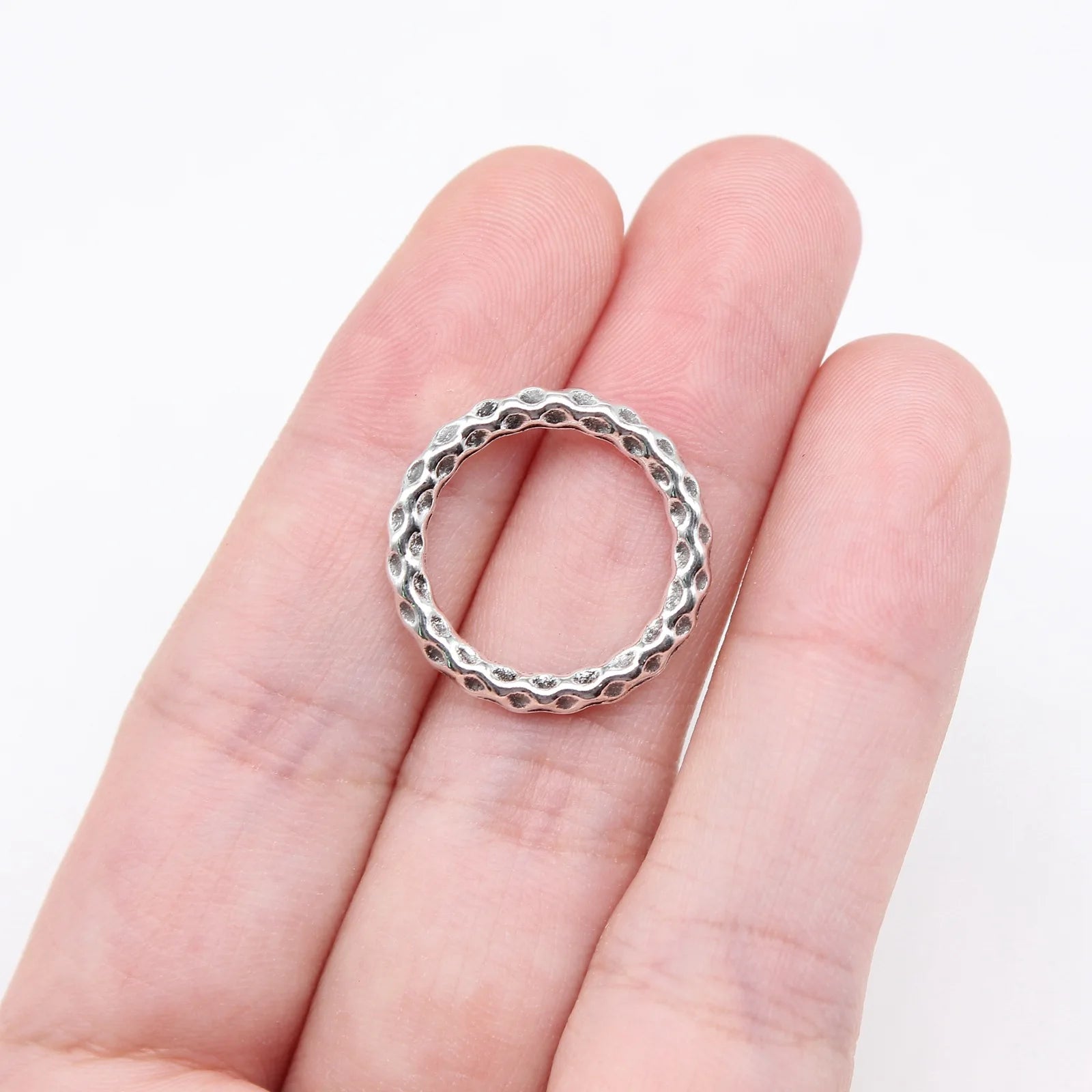 20x20mm 1.7g Multicolor Zinc Alloy Hammered Round Ring Charm Pendant for DIY Jewelry Making