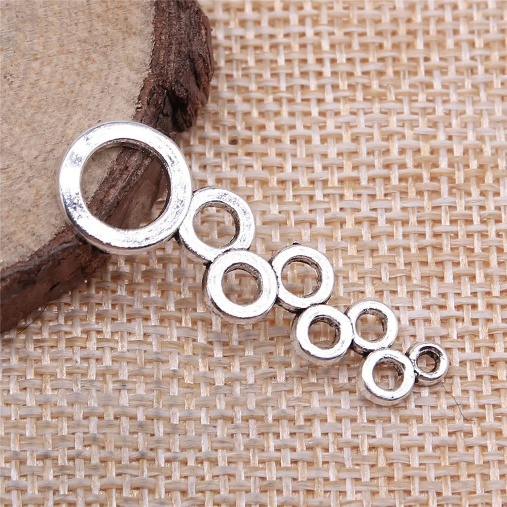 37x11mm 1.2g Multicolor Zinc Alloy Circle Connector Charm Pendant for DIY Bracelet Necklace Making