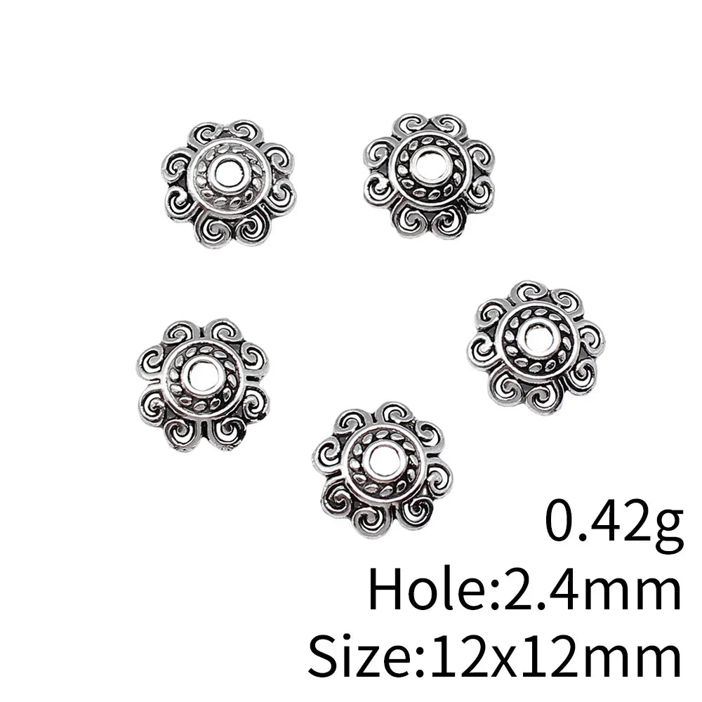 12x12mm 0.42g Multicolor Zinc Alloy Flower Bead Caps Jewelry Findings for DIY Beaded Accessories