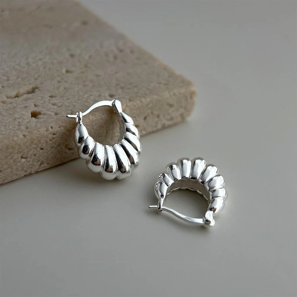Minimalist Copper Geometric Round Oval Line Texture Drop Earrings For Office Fashion