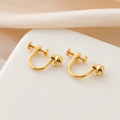 Elegant Gold Alloy Round Bead Hoop Screw Back Stud & Clip On No Piercing DIY Jewelry Making Earrings