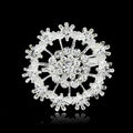 Elegant Silver Plated Rhinestone Flower Brooch For Women, Sparkling Lapel Pin Corsage Suit Accessory