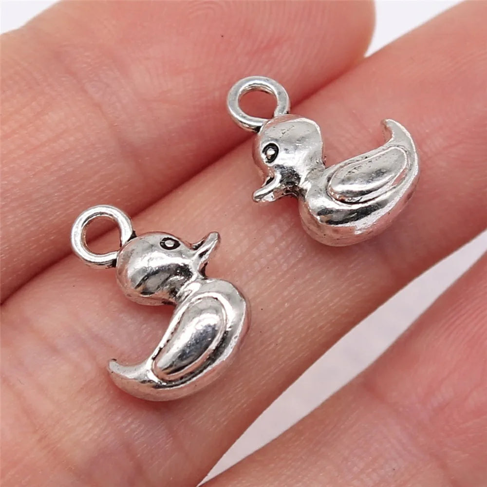 15x10mm 1.8g Antique Silver Zinc Alloy Duck Charm Pendant for DIY Bracelet Necklace Jewelry Making