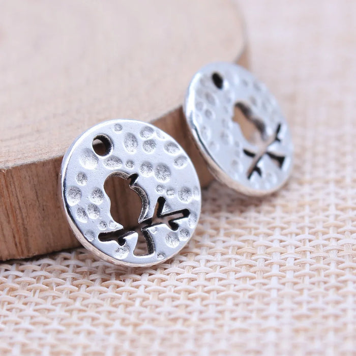 14x14mm 1.3g Multicolor Zinc Alloy Bird Round Tag Charm Pendant for Necklace Bracelet Making