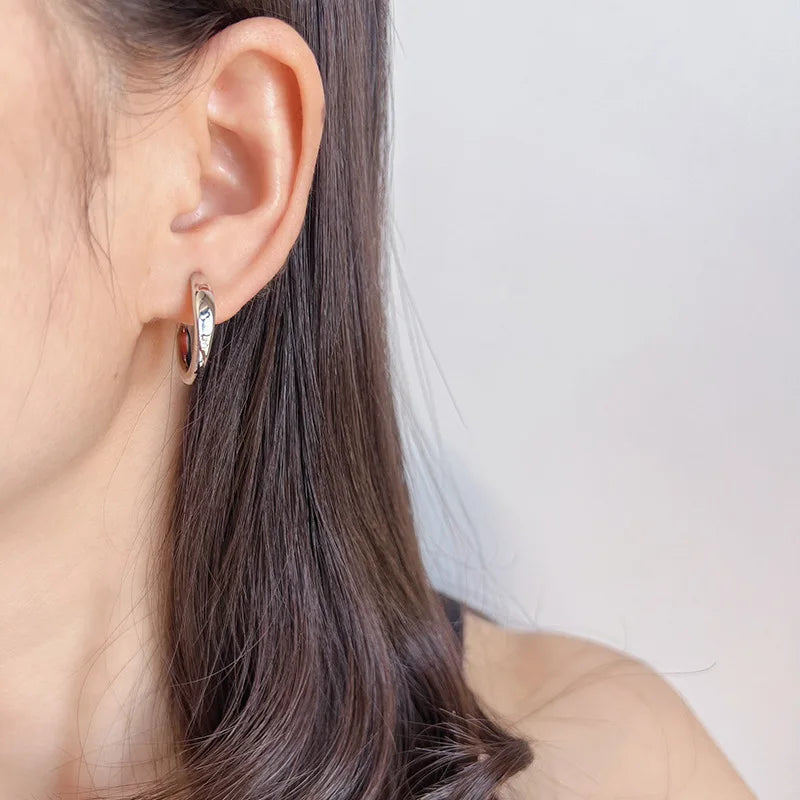 Elegant Silver Alloy Spiral Circle Hoop Stud & Clip On No Piercing Minimalist Commuter Earrings