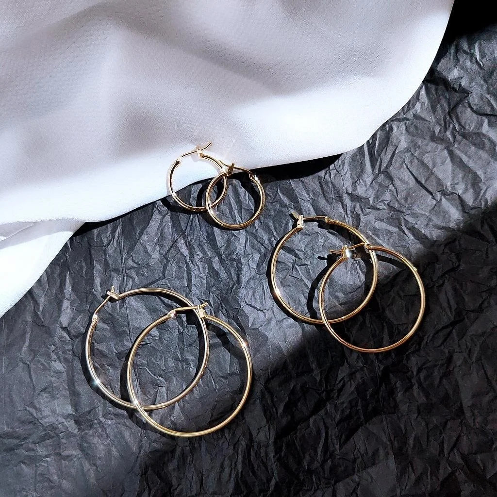 14K Gold Plated Copper Round Hoop Earrings For Women Minimalist Chic Fashion Jewelry