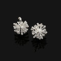 Elegant Silver Alloy Zircon Pearl Firework Stud & Clip On No Piercing Metal Ball Burst Earrings