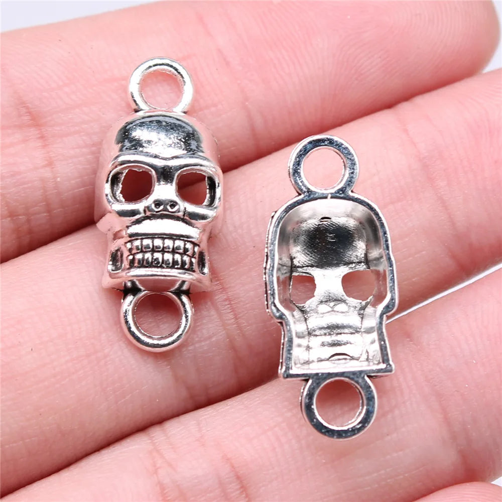 26x11mm 2g Multicolor Zinc Alloy Skull Connector Charm for DIY Jewelry Making