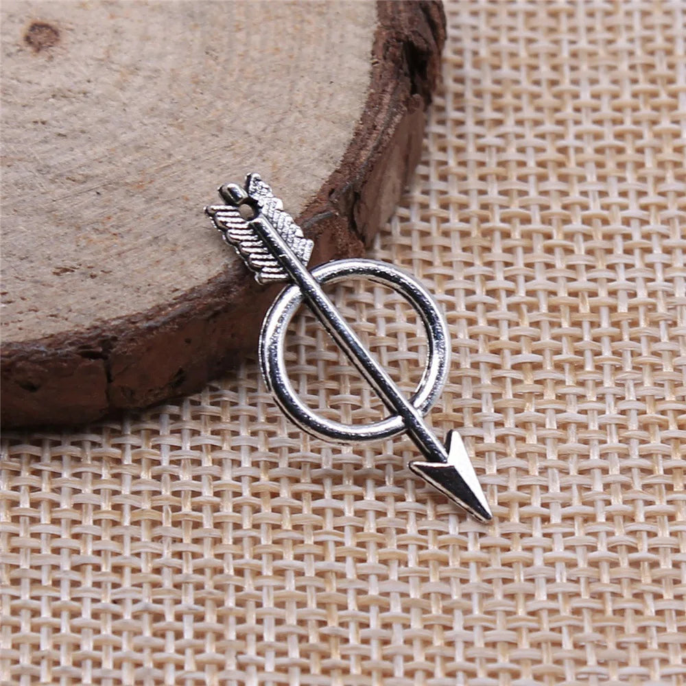 29mm 0.8g Multicolor Zinc Alloy Bow and Arrow Charm Pendant for DIY Necklace Bracelet Making
