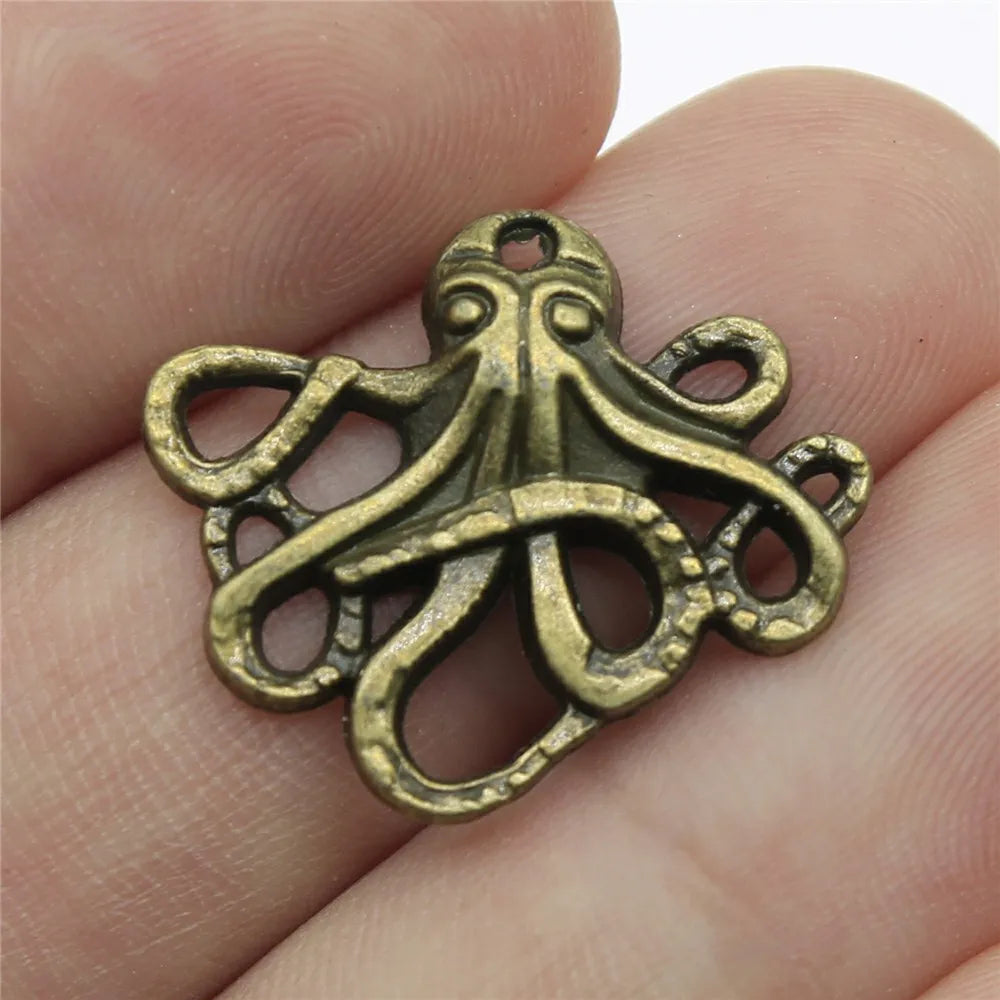 23x20mm 1.2g Multicolor Zinc Alloy Octopus Fish Charm Pendant for DIY Ocean Theme Jewelry Making