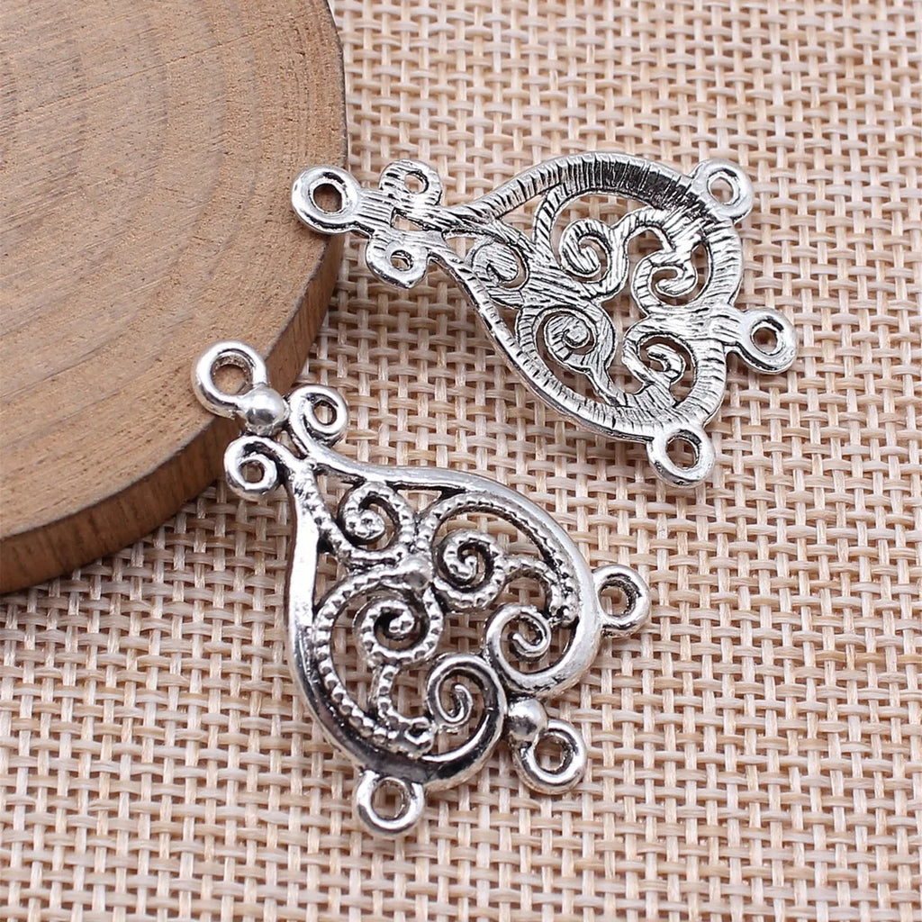 37x25mm 2.8g Multicolor Zinc Alloy Geometric Flower Earring Connector Charms for DIY Jewelry Making