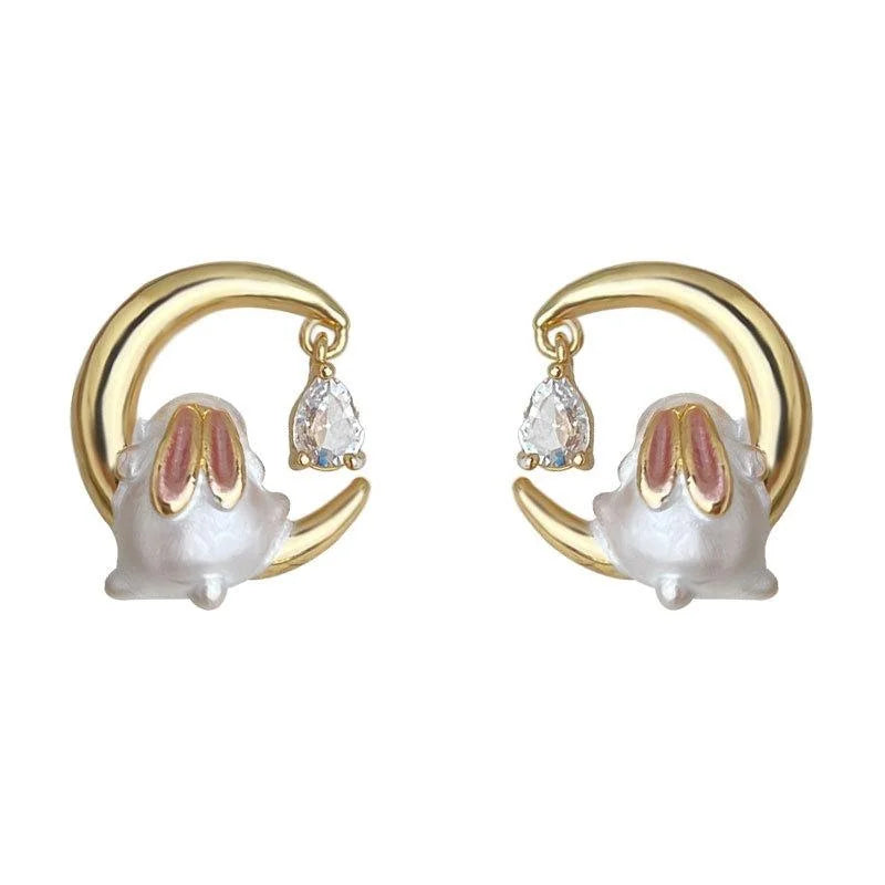 Original Design Rabbit Zircon Stud Earrings Copper High End Fashion Ear Jewelry