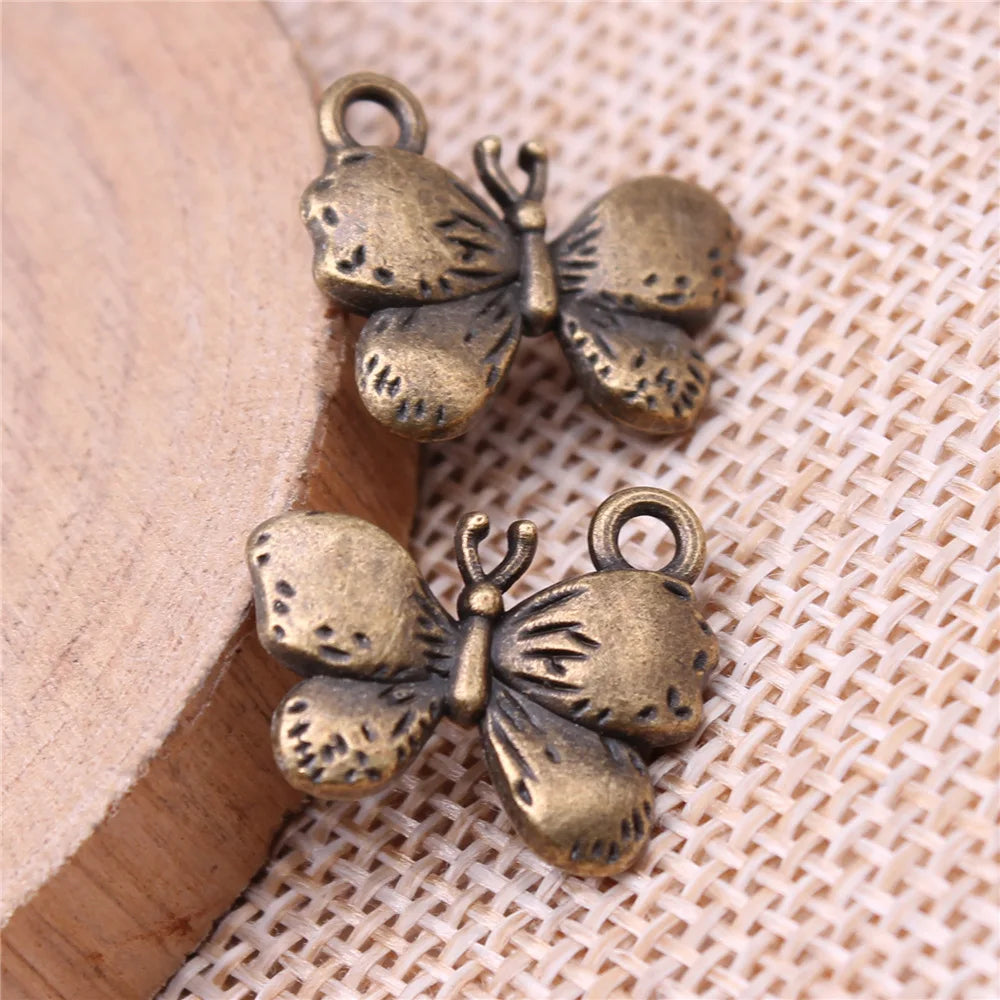 15x18mm 2.2g Multicolor Zinc Alloy Butterfly Charm Pendant for DIY Bracelet Necklace Making