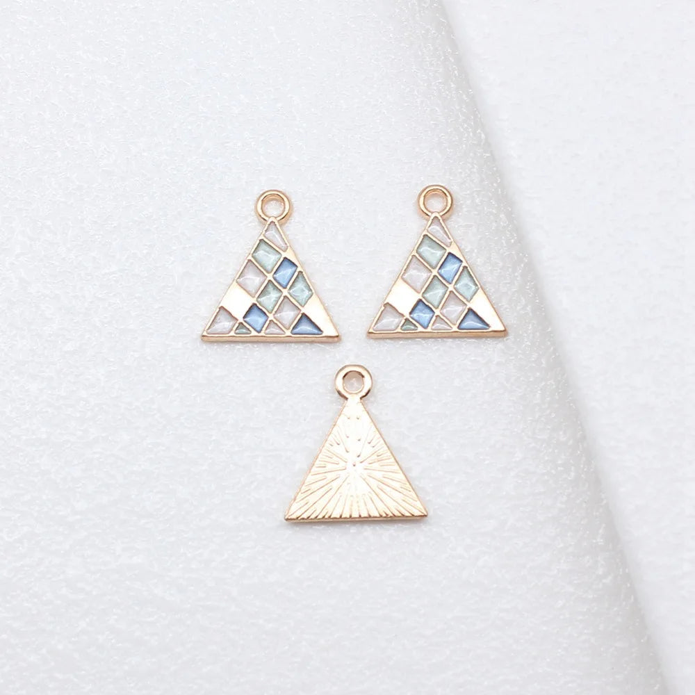 17x14mm 1.4g Multicolor Zinc Alloy Geometric Mosaic Square Triangle Round Charm Pendant for DIY Jewelry
