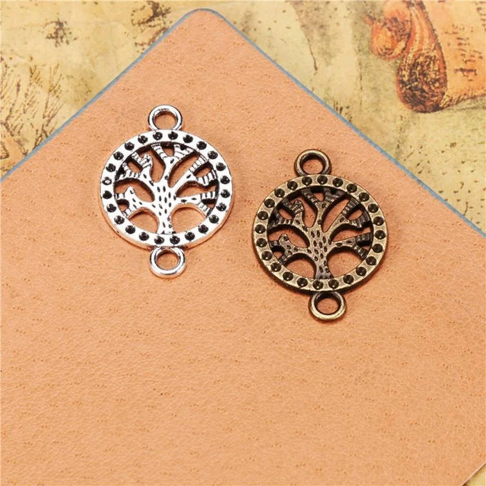Antique Silver Zinc Alloy Round Charm Pendant for DIY Necklace Bracelet Jewelry Making — 19mm