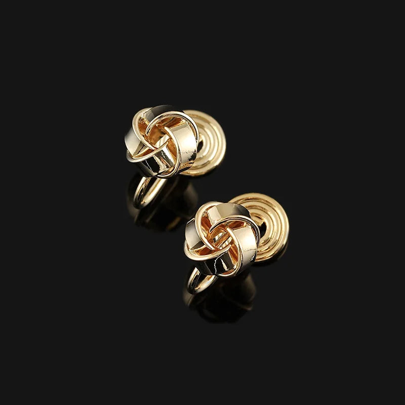 Elegant Gold Alloy Woven Knot Ball Stud & Clip On No Piercing Minimal Commuter Women's Earrings
