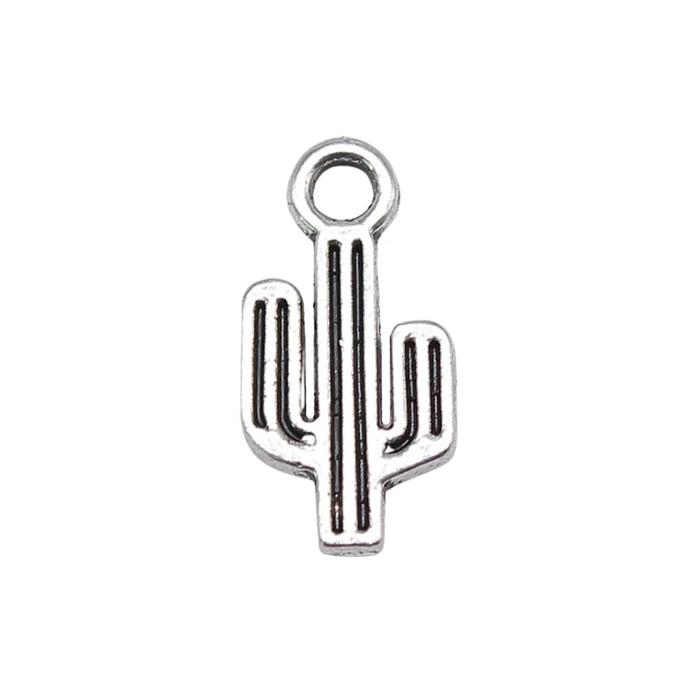7x15mm 0.4g Antique Silver Zinc Alloy Cactus Connector Charm for DIY Bracelet Jewelry Making