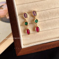 Sweet Luxury Geometric Tassel Drop Earrings Micro Pave Zircon Copper Alloy