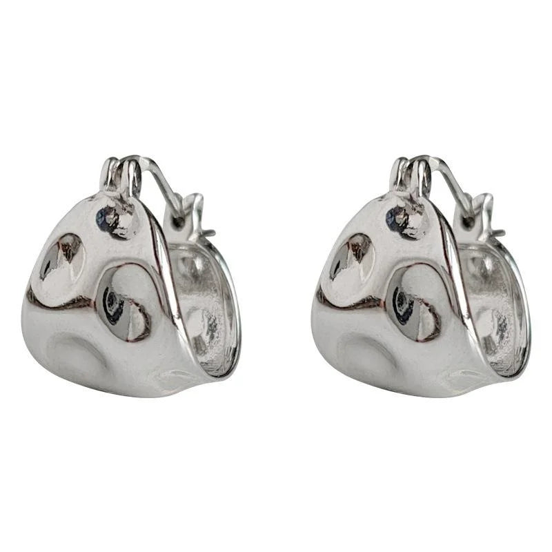 Sweet Cool Irregular Concave Convex Geometric Copper Stud Earrings For Women