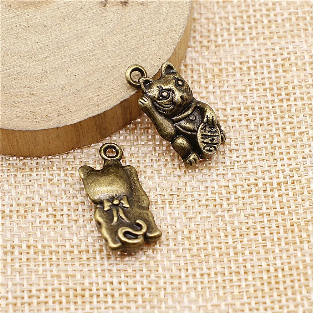 23x11mm 3.2g Multicolor Zinc Alloy Lucky Cat Charm Pendant for DIY Necklace Bracelet Jewelry Making