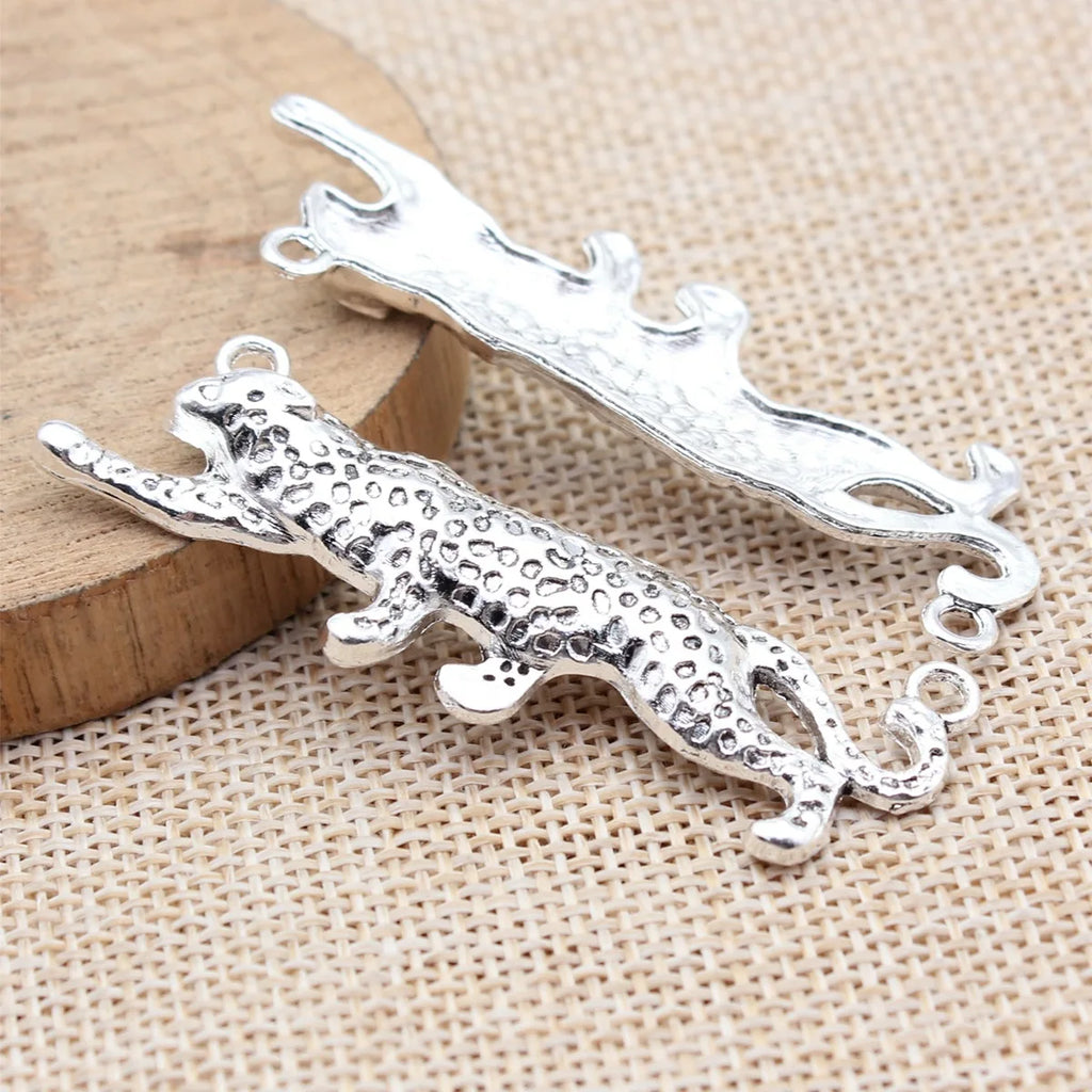 57x19mm 5.9g Multicolor Zinc Alloy Leopard Connector Charm for Necklace Bracelet Jewelry Making