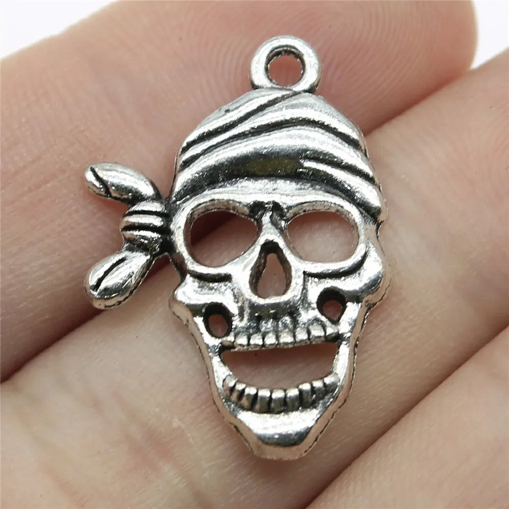 27x20mm 1.8g Multicolor Zinc Alloy Skull Charm Pendant for DIY Necklace Bracelet Making