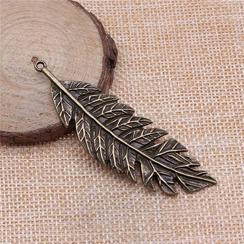 71x22mm 10g Multicolor Zinc Alloy Large Leaf Charm Pendant for DIY Necklace Jewelry Making